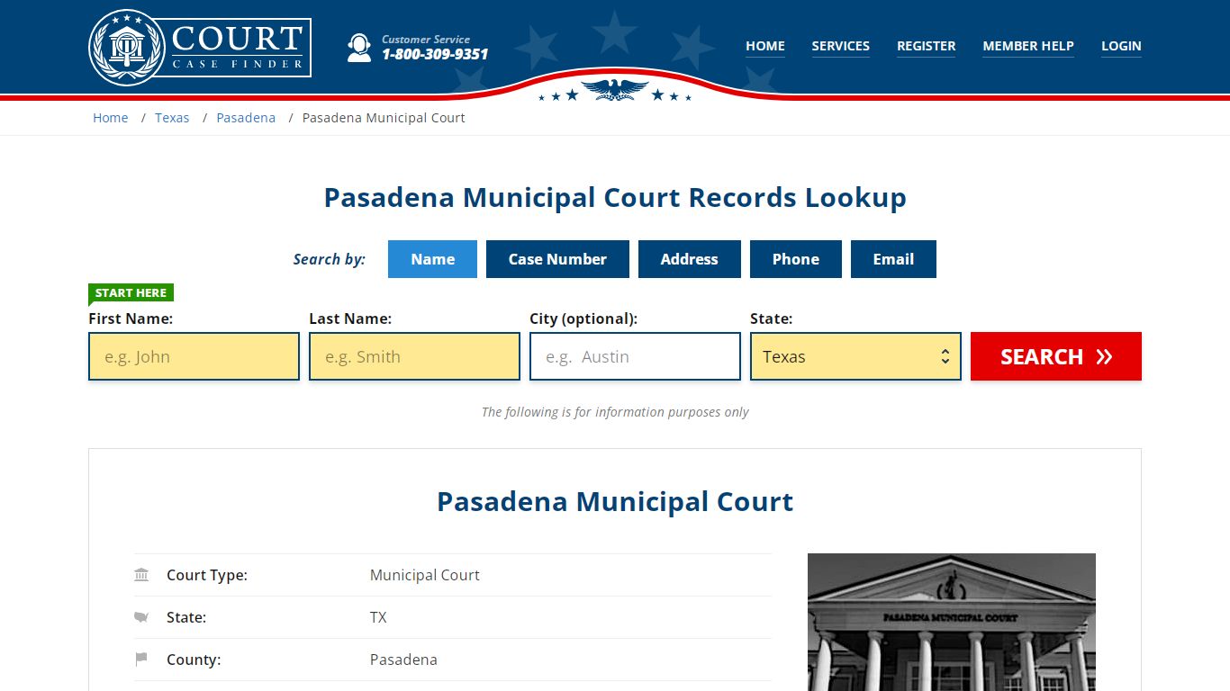 Pasadena Municipal Court Records Lookup - CourtCaseFinder.com